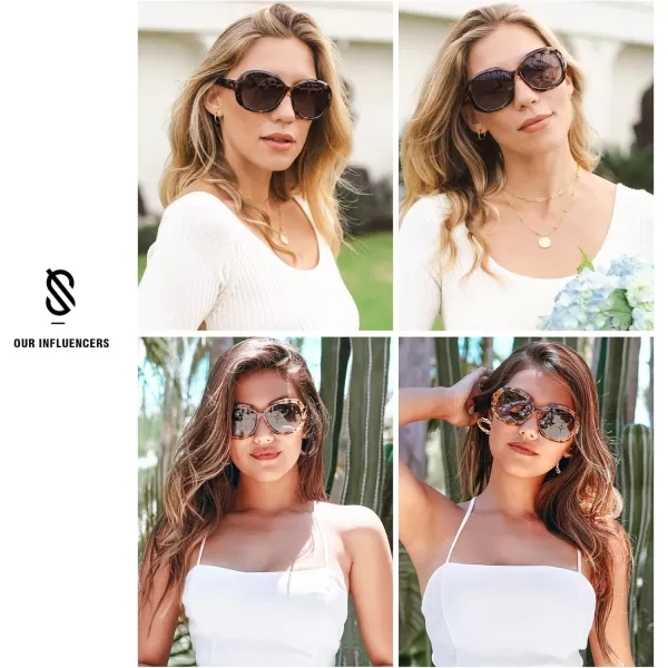 imageSOJOS Vintage Polarized Sunglasses Womens Trendy Oversize Big Frame Sun Glasses UV Protection SJ2209Tortoise
