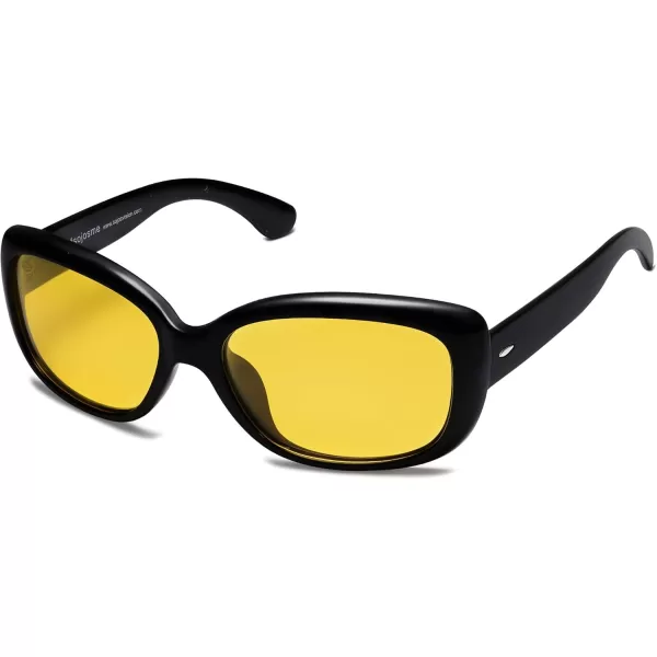 imageSOJOS Vintage Square Sunglasses for Women Polarized UV Protection Havana FrameBlackNight Vision