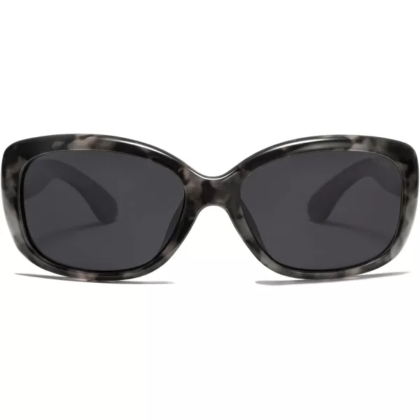imageSOJOS Vintage Square Sunglasses for Women Polarized UV Protection Havana FrameTransparent Blue
