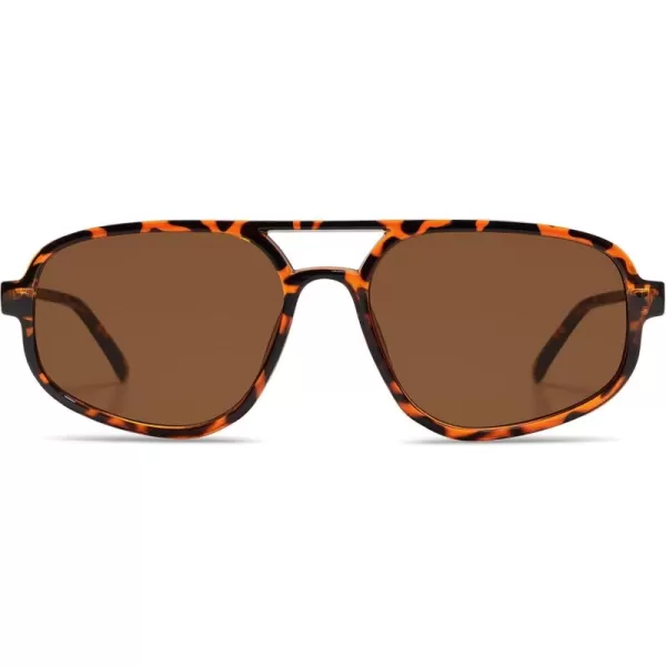 imageSOJOS Aviator Sunglasses for Women ampamp Men Retro Double Bridge Trendy lightweight 90s Shades SJ2247Yellow Tortoise