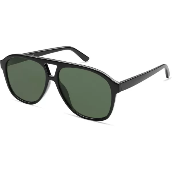 imageSOJOS Retro Large Aviator Sunglasses for Women Men Classic UV400 Oversized Aviators SJ2315BlackDark Green