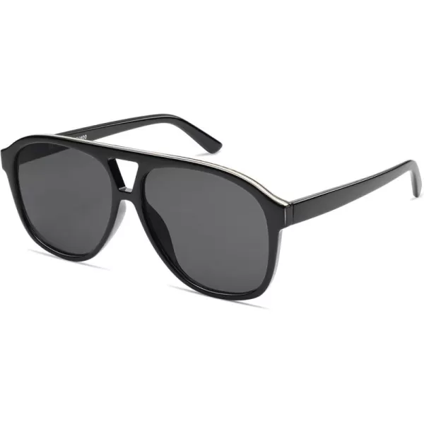 imageSOJOS Retro Large Aviator Sunglasses for Women Men Classic UV400 Oversized Aviators SJ2315BlackGrey