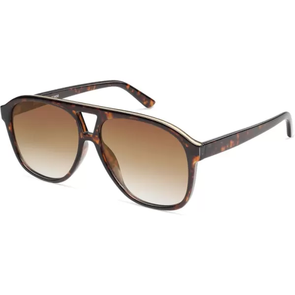 imageSOJOS Retro Large Aviator Sunglasses for Women Men Classic UV400 Oversized Aviators SJ2315Brown TortoiseGradient Brown
