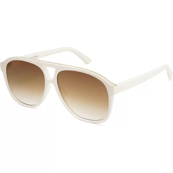 imageSOJOS Retro Large Aviator Sunglasses for Women Men Classic UV400 Oversized Aviators SJ2315WhiteGradient Brown