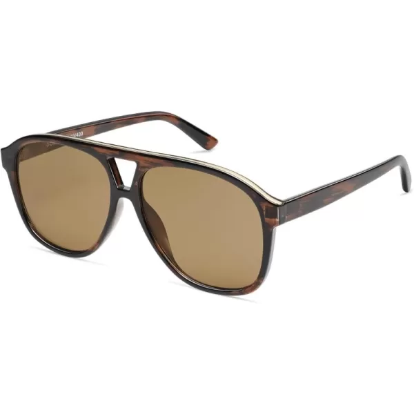 imageSOJOS Retro Large Aviator Sunglasses for Women Men Classic UV400 Oversized Aviators SJ2315Wood PatternBrown