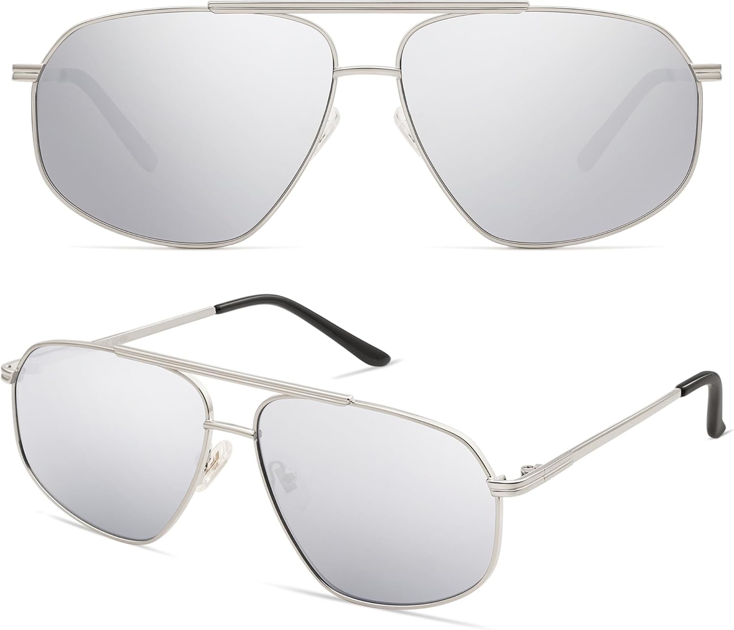 imageSOJOS Retro Hexagon Aviator Sunglasses for Women Men Trendy Vintage UV400 Protection Shades SJ1200SilverSilver Mirrored
