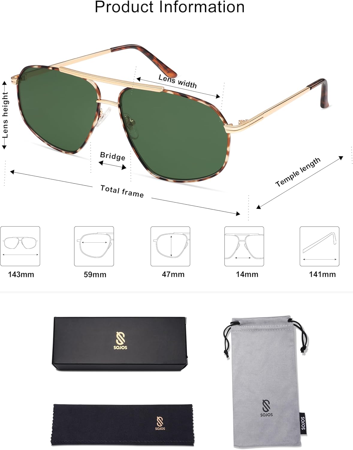 imageSOJOS Retro Hexagon Aviator Sunglasses for Women Men Trendy Vintage UV400 Protection Shades SJ1200TortoiseGreen