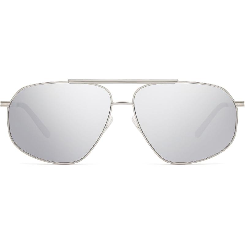 imageSOJOS Retro Hexagon Aviator Sunglasses for Women Men Trendy Vintage UV400 Protection Shades SJ1200SilverSilver Mirrored