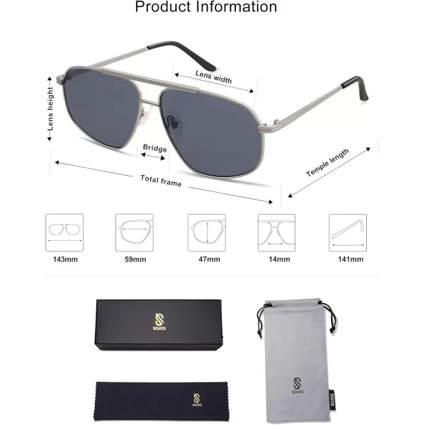 imageSOJOS Retro Hexagon Aviator Sunglasses for Women Men Trendy Vintage UV400 Protection Shades SJ1200GunmetalDark Grey