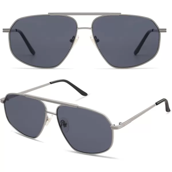 imageSOJOS Retro Hexagon Aviator Sunglasses for Women Men Trendy Vintage UV400 Protection Shades SJ1200GunmetalDark Grey