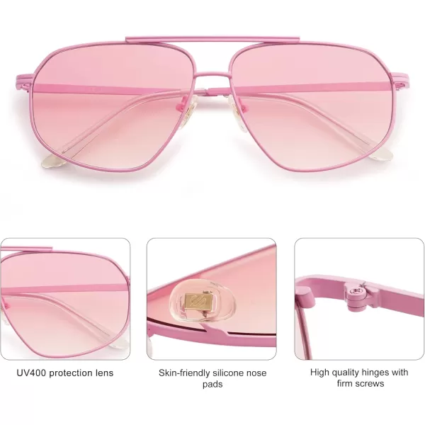 imageSOJOS Retro Hexagon Aviator Sunglasses for Women Men Trendy Vintage UV400 Protection Shades SJ1200PinkGradient Pink