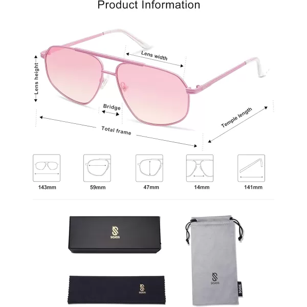 imageSOJOS Retro Hexagon Aviator Sunglasses for Women Men Trendy Vintage UV400 Protection Shades SJ1200PinkGradient Pink