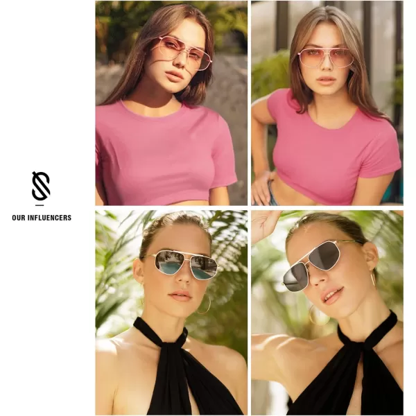 imageSOJOS Retro Hexagon Aviator Sunglasses for Women Men Trendy Vintage UV400 Protection Shades SJ1200PinkGradient Pink