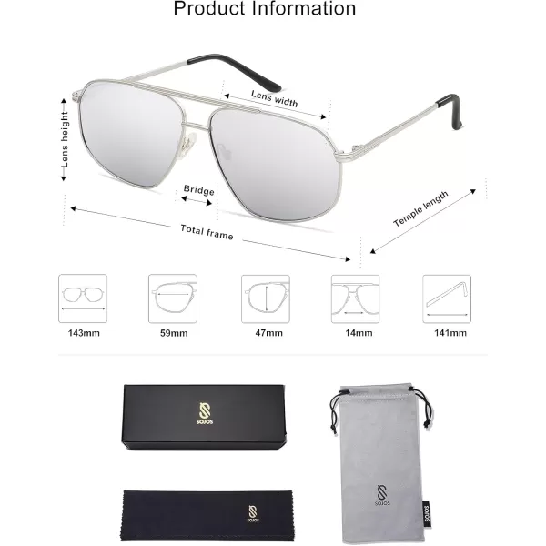 imageSOJOS Retro Hexagon Aviator Sunglasses for Women Men Trendy Vintage UV400 Protection Shades SJ1200SilverSilver Mirrored