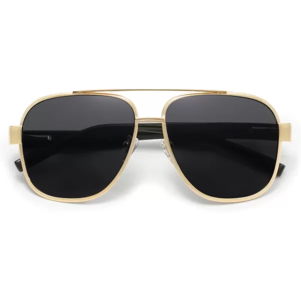 imageSOJOS Retro Oversized Square Aviator Sunglasses for Women Men Classic UV400 Protection Shades SJ1214GoldBlack
