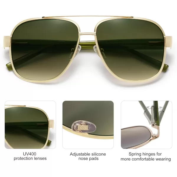 imageSOJOS Retro Oversized Square Aviator Sunglasses for Women Men Classic UV400 Protection Shades SJ1214GoldGradient Green