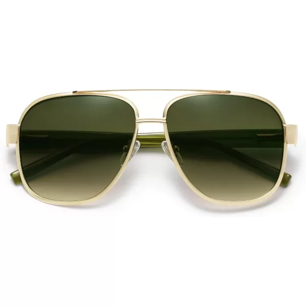 imageSOJOS Retro Oversized Square Aviator Sunglasses for Women Men Classic UV400 Protection Shades SJ1214GoldGradient Green