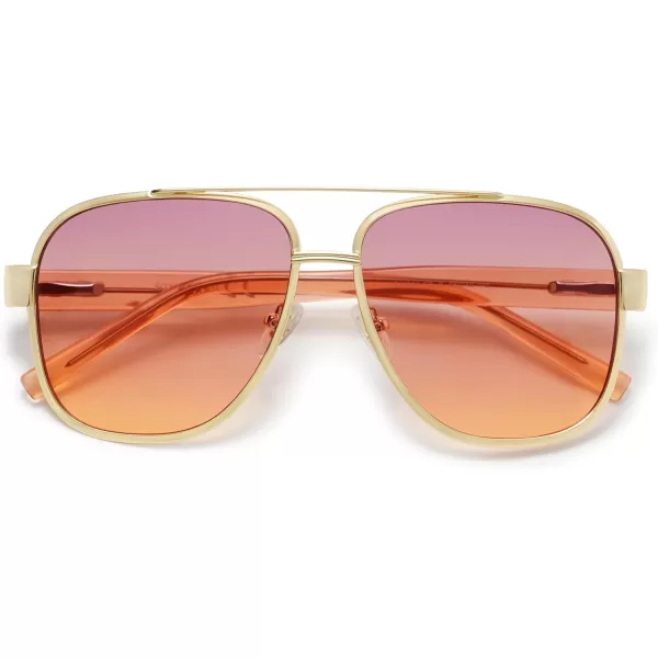 imageSOJOS Retro Oversized Square Aviator Sunglasses for Women Men Classic UV400 Protection Shades SJ1214GoldRose Gradient Brown