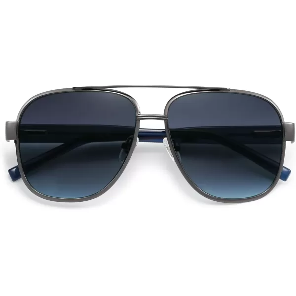 imageSOJOS Retro Oversized Square Aviator Sunglasses for Women Men Classic UV400 Protection Shades SJ1214GunmetalGradient Grey