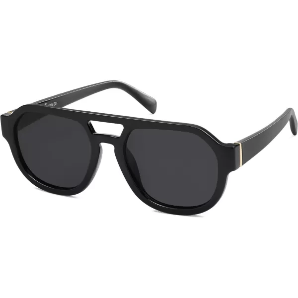 imageSOJOS Retro Polarized Aviator Sunglasses Womens Vintage Shades Trendy Stylish Sunnies SJ2343Black  Grey Lens