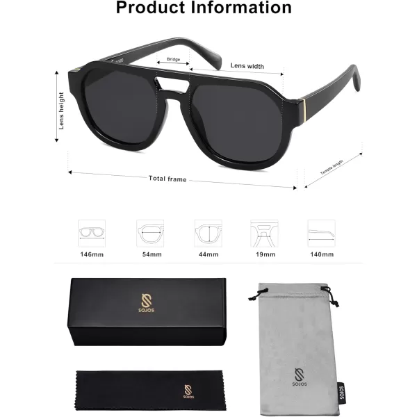 imageSOJOS Retro Polarized Aviator Sunglasses Womens Vintage Shades Trendy Stylish Sunnies SJ2343Black  Grey Lens