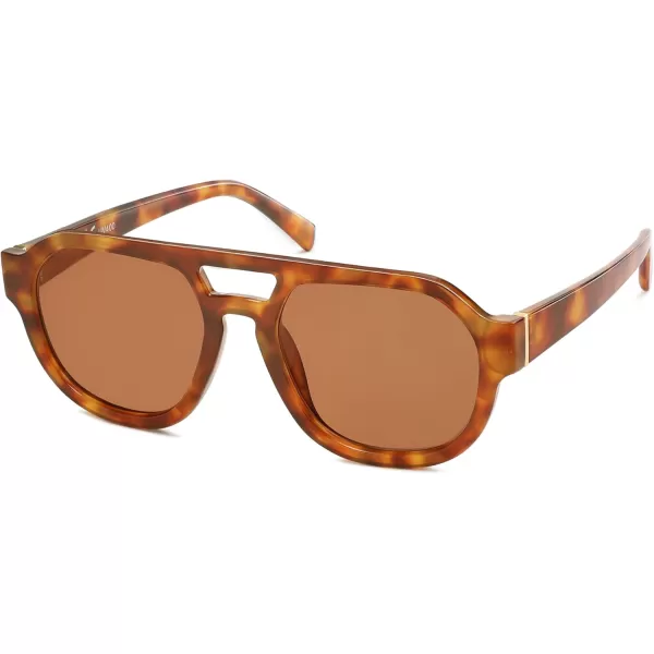 imageSOJOS Retro Polarized Aviator Sunglasses Womens Vintage Shades Trendy Stylish Sunnies SJ2343Tortoise  Brown Lens