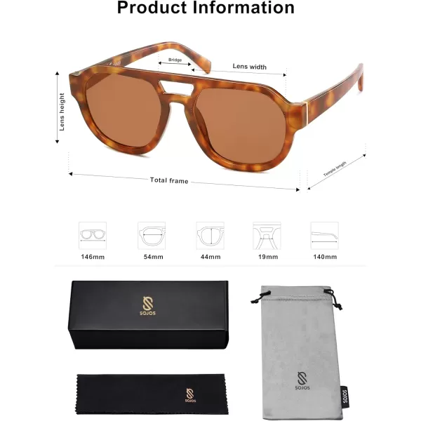 imageSOJOS Retro Polarized Aviator Sunglasses Womens Vintage Shades Trendy Stylish Sunnies SJ2343Tortoise  Brown Lens