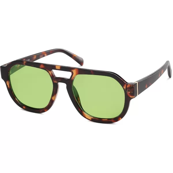 imageSOJOS Retro Polarized Aviator Sunglasses Womens Vintage Shades Trendy Stylish Sunnies SJ2343Tortoise  Green Lens
