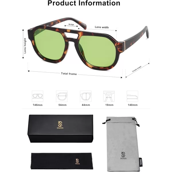 imageSOJOS Retro Polarized Aviator Sunglasses Womens Vintage Shades Trendy Stylish Sunnies SJ2343Tortoise  Green Lens