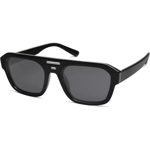 imageSOJOS Retro Rectangle Polarized Aviator Sunglasses Womens Mens Vintage Square Shades SJ2271BlackGrey