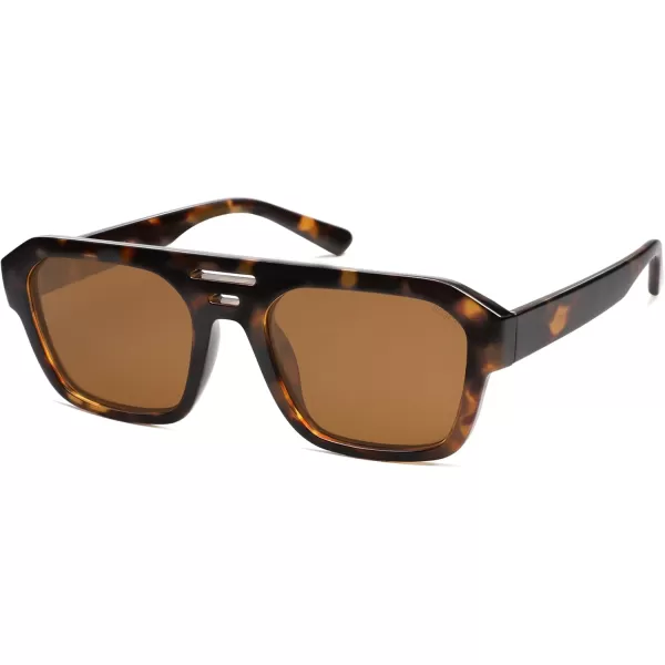 imageSOJOS Retro Rectangle Polarized Aviator Sunglasses Womens Mens Vintage Square Shades SJ2271Brown TortoiseBrown