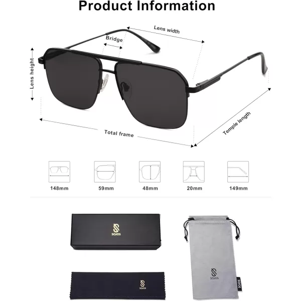 imageSOJOS Retro Square Sunglasses Womens Men SemiRimless Shades Trendy Designer Sun Glasses UV400 SJ1196Blackgrey