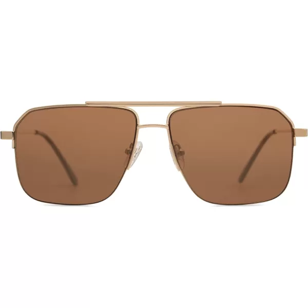 imageSOJOS Retro Square Sunglasses Womens Men SemiRimless Shades Trendy Designer Sun Glasses UV400 SJ1196Goldbrown Lens