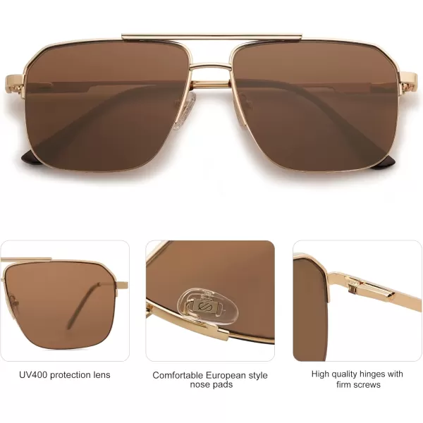 imageSOJOS Retro Square Sunglasses Womens Men SemiRimless Shades Trendy Designer Sun Glasses UV400 SJ1196Goldbrown Lens