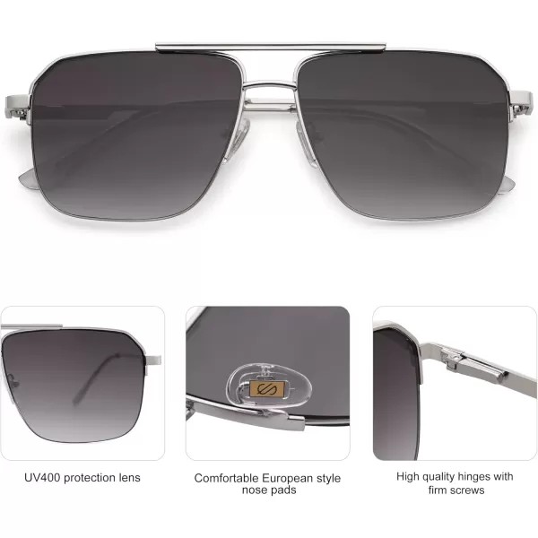 imageSOJOS Retro Square Sunglasses Womens Men SemiRimless Shades Trendy Designer Sun Glasses UV400 SJ1196Silvergradient Grey Lens