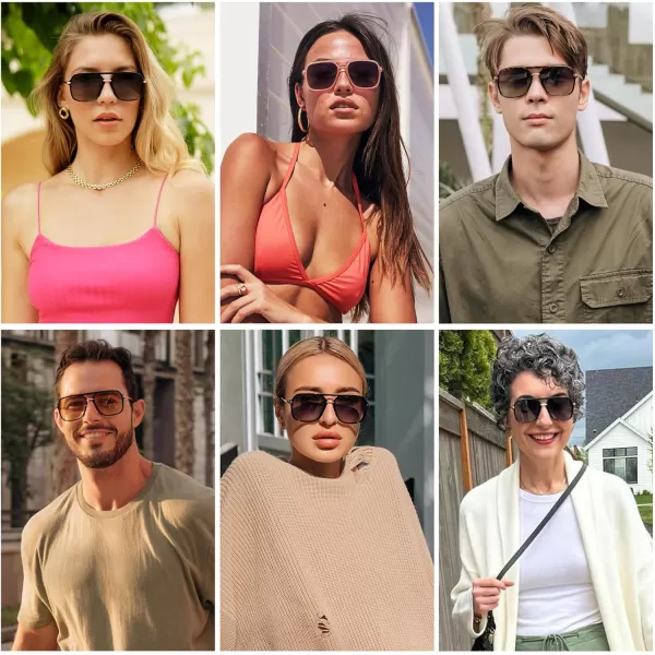 imageSOJOS Sunglasses for Women ampamp Men Square Retro Polarized Lens Trendy Aviator 90s ShadesBlackYellow