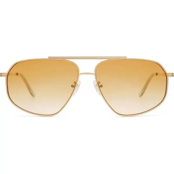 imageSOJOS Retro Hexagon Aviator Sunglasses for Women Men Trendy Vintage UV400 Protection Shades SJ1200GoldLight Yellow