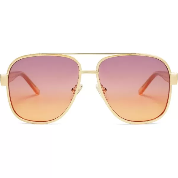 imageSOJOS Retro Oversized Square Aviator Sunglasses for Women Men Classic UV400 Protection Shades SJ1214GoldRose Gradient Brown