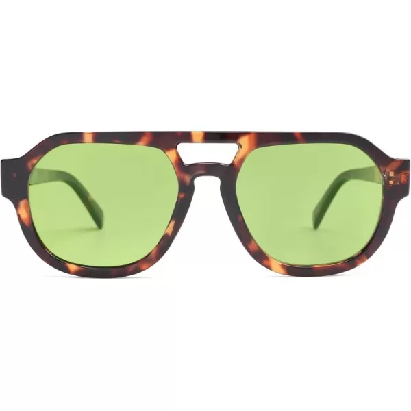 imageSOJOS Retro Polarized Aviator Sunglasses Womens Vintage Shades Trendy Stylish Sunnies SJ2343Tortoise  Green Lens