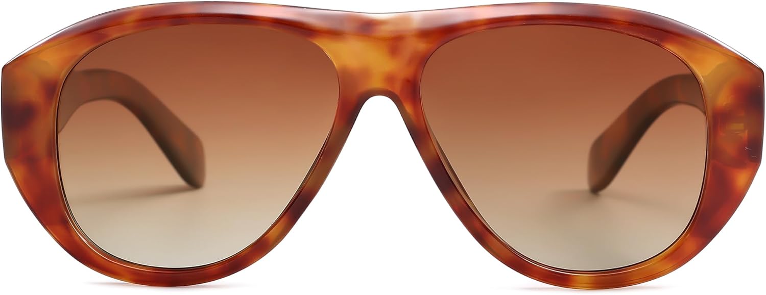 imageSOJOS Retro Aviator Polarized Sunglasses for Women Men Vintage 70s Style UV Protection Sunnies SJ2328Brown TortoiseBrown Grading
