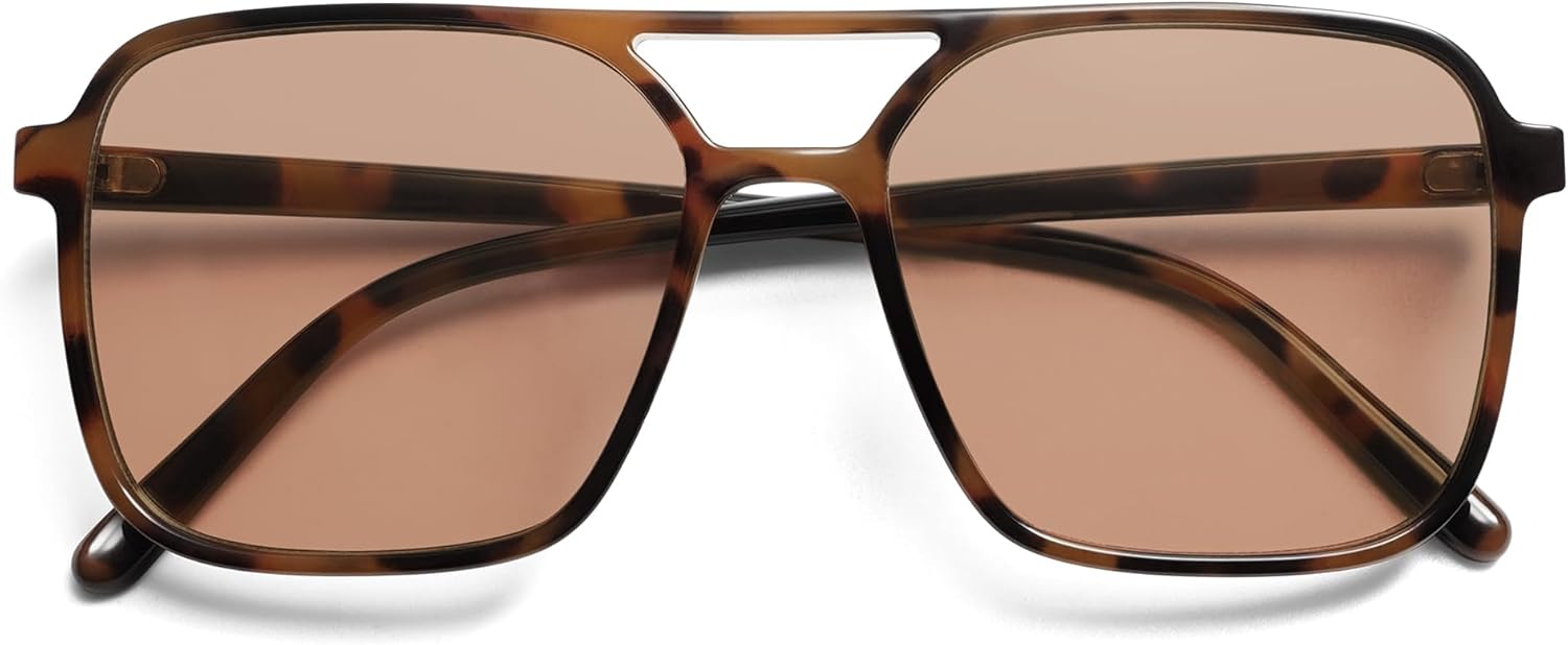 imageSOJOS Trendy Vintage Aviator Square Sunglasses For Womens Mens Retro 70s UV400 Women Sun Glasses SJ2327TortoiseBrown