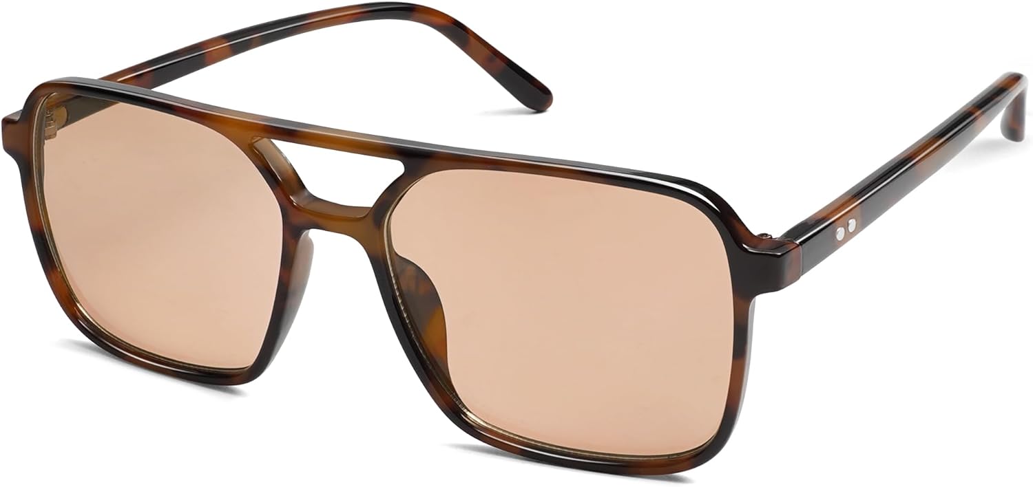 imageSOJOS Trendy Vintage Aviator Square Sunglasses For Womens Mens Retro 70s UV400 Women Sun Glasses SJ2327TortoiseBrown