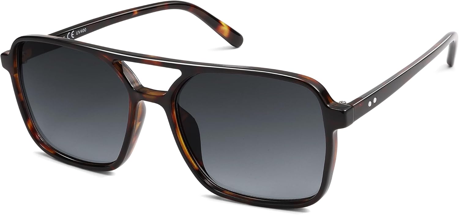 imageSOJOS Trendy Vintage Aviator Square Sunglasses For Womens Mens Retro 70s UV400 Women Sun Glasses SJ2327TortoiseGrey Grading