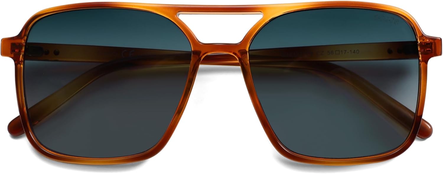 imageSOJOS Trendy Vintage Aviator Square Sunglasses For Womens Mens Retro 70s UV400 Women Sun Glasses SJ2327Yellow TortoiseBlue Grading