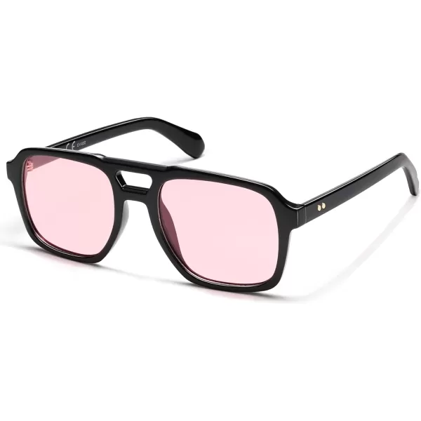 imageSOJOS Retro Aviator Polarized Sunglasses For Women Men Womens Oversized Thick Square Vintage 70s Sun Glasses SJ2330Black Pink