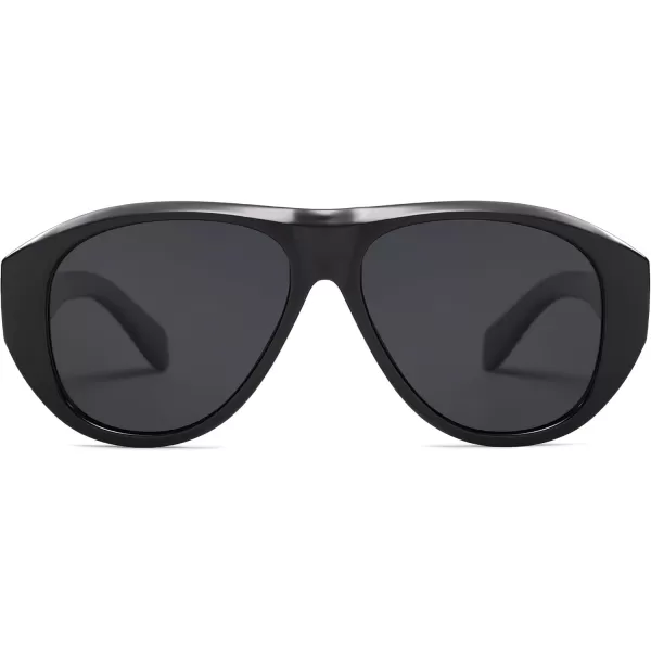 imageSOJOS Retro Aviator Polarized Sunglasses for Women Men Vintage 70s Style UV Protection Sunnies SJ2328BlackGrey