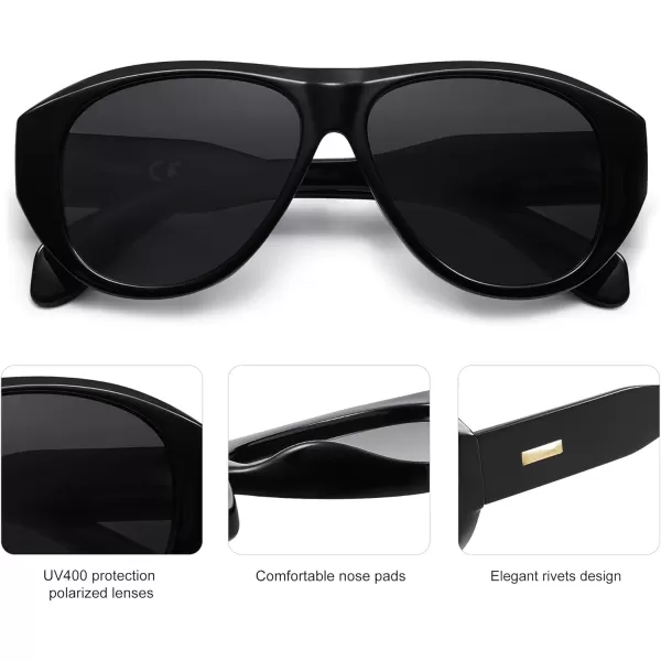 imageSOJOS Retro Aviator Polarized Sunglasses for Women Men Vintage 70s Style UV Protection Sunnies SJ2328BlackGrey