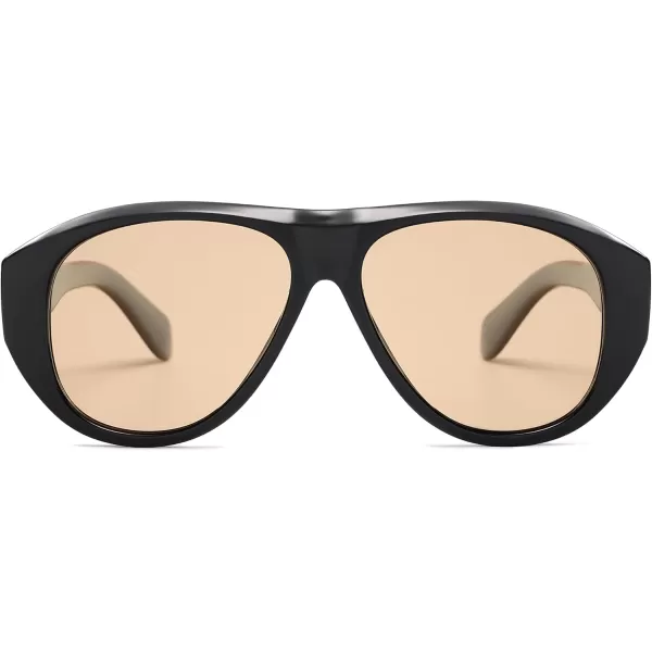 imageSOJOS Retro Aviator Polarized Sunglasses for Women Men Vintage 70s Style UV Protection Sunnies SJ2328BlackLight Brown