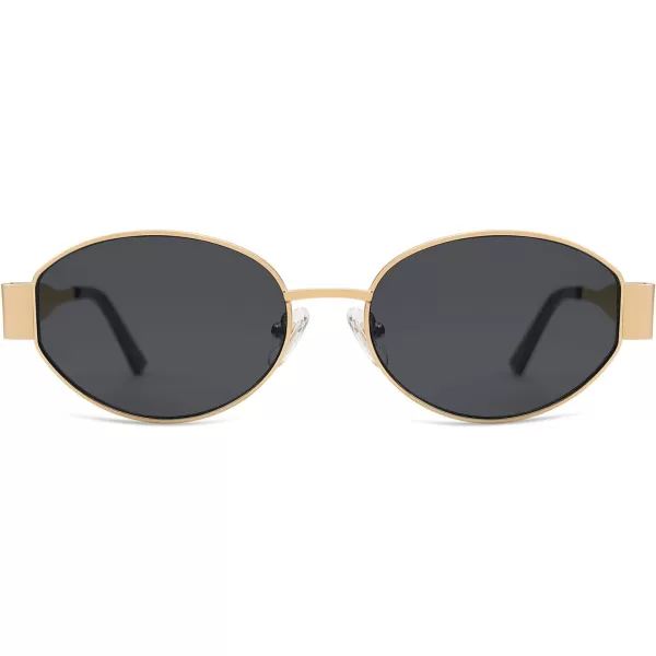 imageSOJOS Retro Oval Sunglasses for Women Trendy Sun Glasses Classic Shades UV400 Protection SJ1217GoldGrey