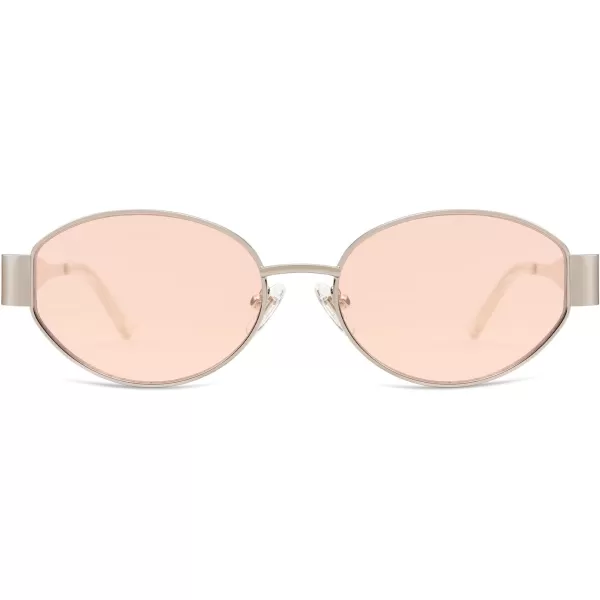 imageSOJOS Retro Oval Sunglasses for Women Trendy Sun Glasses Classic Shades UV400 Protection SJ1217Light GoldLight Brown